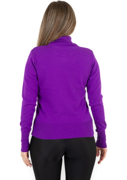 Balıkçı Yaka Basic Kazak Mor fırsatları