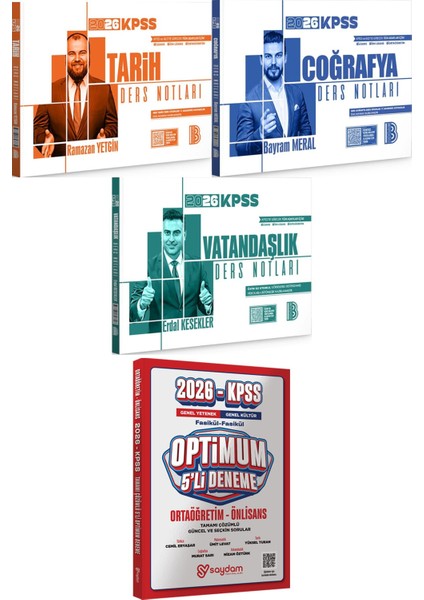 2026 Kpss Tarih Coğrafya Vatandaşlık Ders Notları - Optimum 5 Deneme