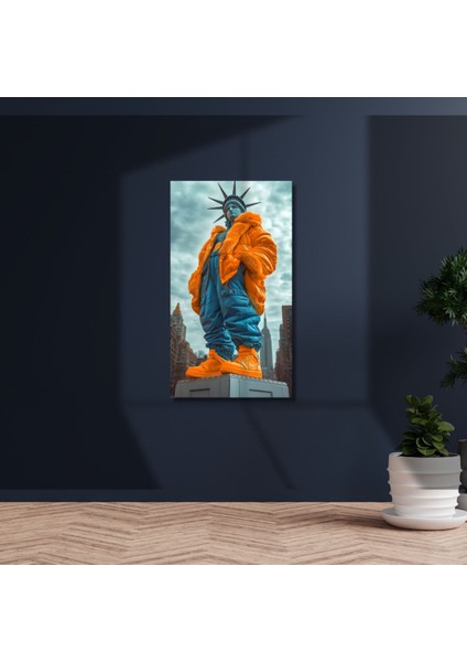 Uv Digital Baskı Yüksek Çözünürlük Amerika Özgürlük Heykel Çalışmalı Cam Duvar Tablosu fiyatları