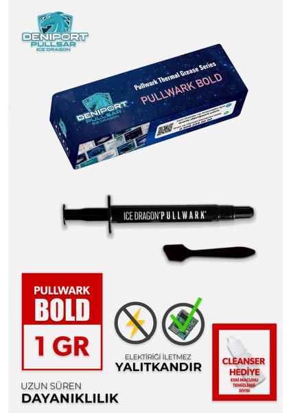 Pullsar® Pullwark Bold 1 gr 20W/M-K Termal/thermal Macun | Yüksek Performanslı Macun