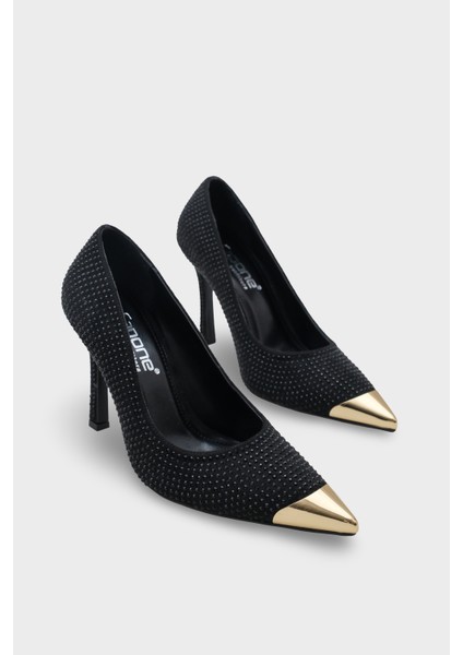 Olivia Taşlı Sivri Metal Burunlu Orta Topuklu Saten Abiye Stiletto