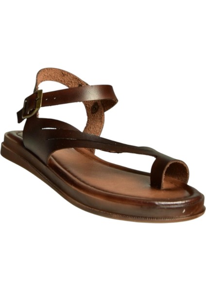 U390903603 Kahverengi Hakiki Deri Kadın Sandalet indirimleri