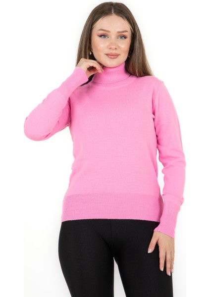 Balıkçı Yaka Basic Kazak Pembe fiyatları