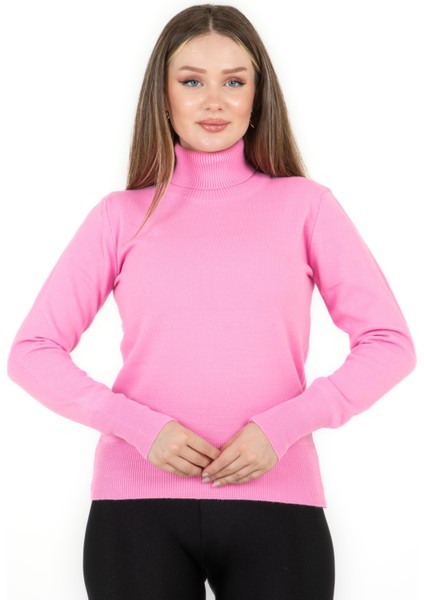 Balıkçı Yaka Basic Kazak Pembe modelleri