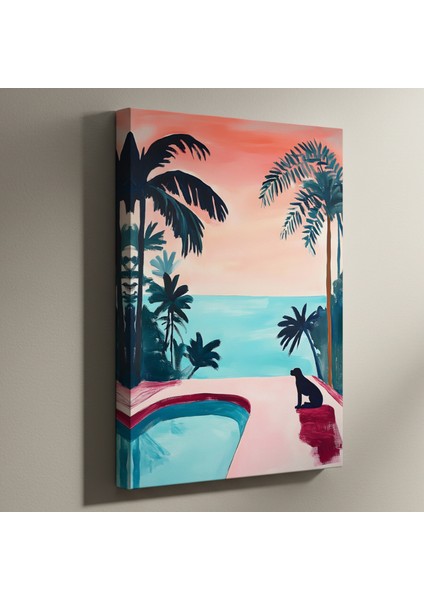 Havuz Başında Köpek Illüstrasyonu Tablosu