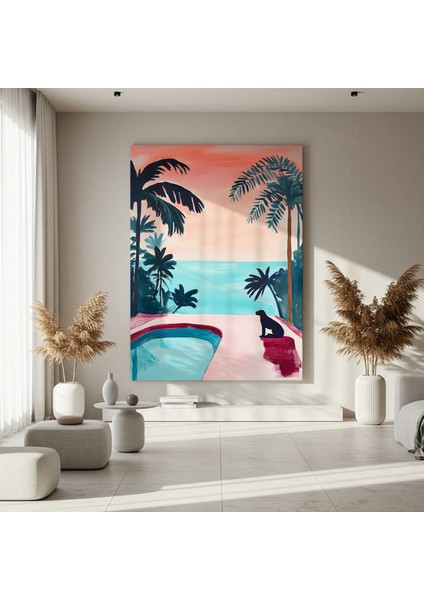 Havuz Başında Köpek Illüstrasyonu Tablosu fırsatları