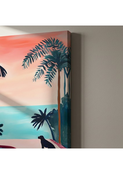 Havuz Başında Köpek Illüstrasyonu Tablosu indirimleri