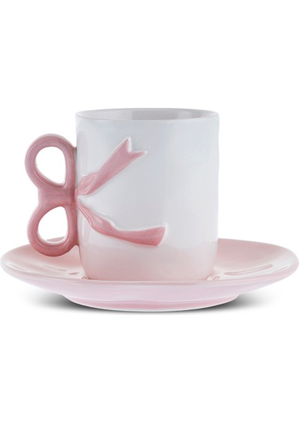 Ribbon 2 Kişilik Kahve Fincanı 110 ml Pembe