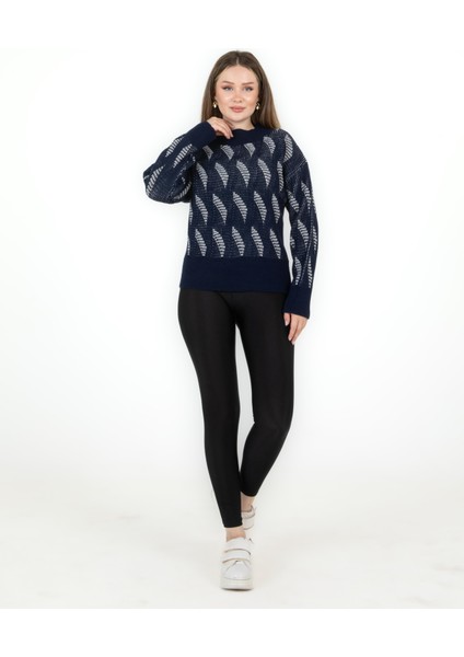 Bisiklet Yaka Yürütmeli Kazak Lacivert