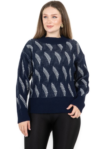 Bisiklet Yaka Yürütmeli Kazak Lacivert fiyatları