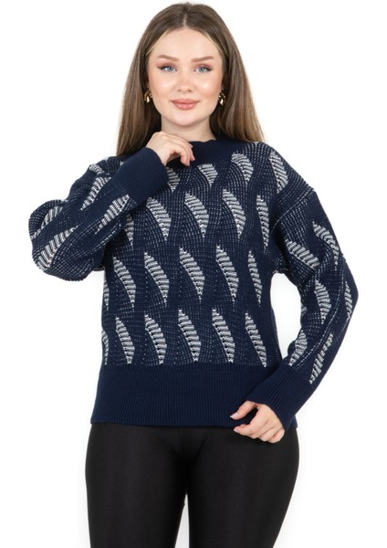 Bisiklet Yaka Yürütmeli Kazak Lacivert modelleri