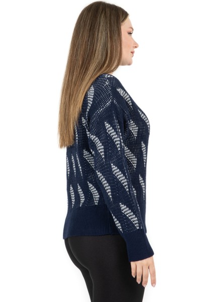 Bisiklet Yaka Yürütmeli Kazak Lacivert fırsatları