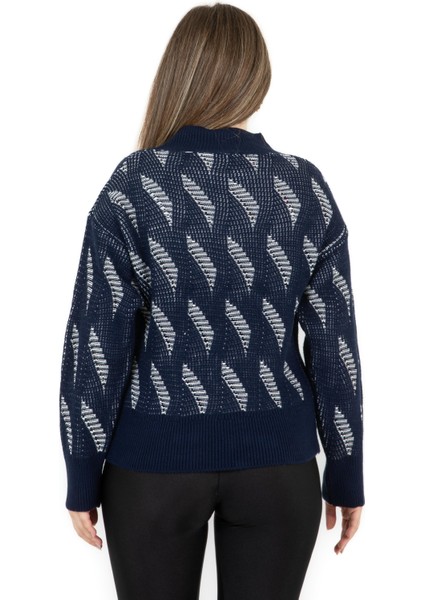 Bisiklet Yaka Yürütmeli Kazak Lacivert indirimleri