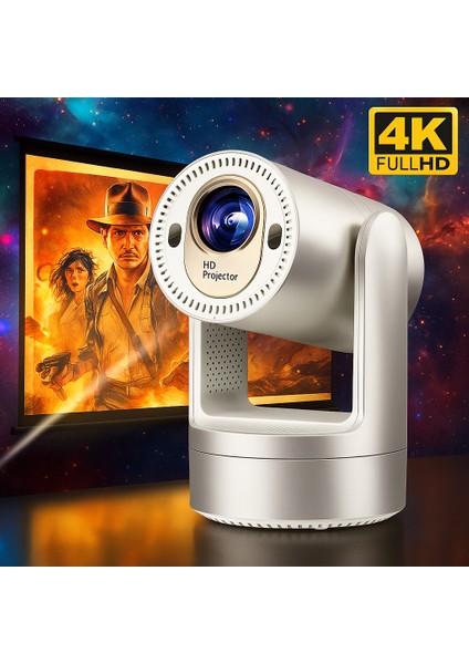 Teknomie Taşınabilir Android Akıllı Projektör – Dahili Batarya ve Hoparlörlü, 1080P Hd / 4K Destekli, Wifi & Bluetooth Bağlantılı, Ev Sineması ve Açık Hava Etkinlikleri Için Mini Projeksiyon Cihazı