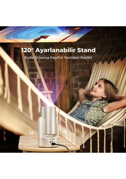 Teknomie Taşınabilir Android Akıllı Projektör – Dahili Batarya ve Hoparlörlü, 1080P Hd / 4K Destekli, Wifi & Bluetooth Bağlantılı, Ev Sineması ve Açık Hava Etkinlikleri Için Mini Projeksiyon Cihazı