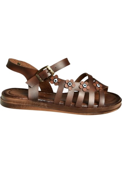 U390903103 Kahverengi Hakiki Deri Kadın Sandalet modelleri