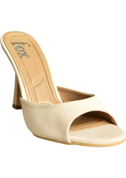 U997062804 Bej Kumaş Ince Topuklu Kadın Terlik indirimleri