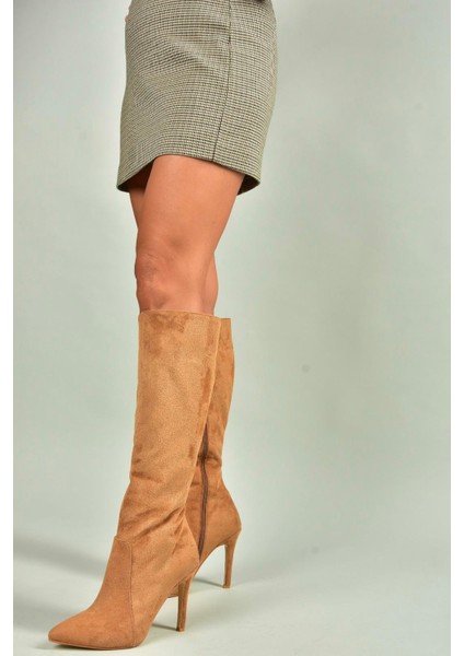 N372530102 Taba Süet Ince Topuklu Kadın Çizme fiyatları