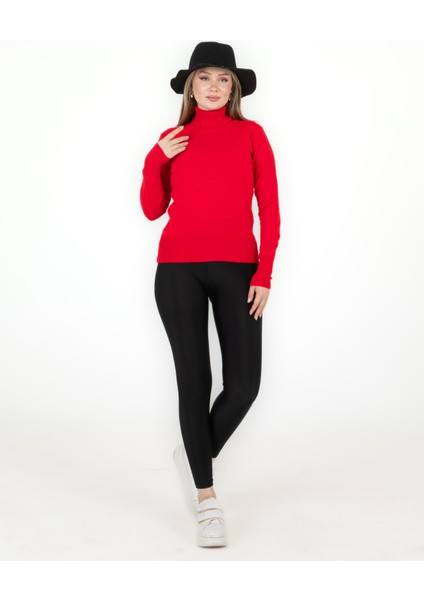 Balıkçı Yaka Basic Kazak Kırmızı