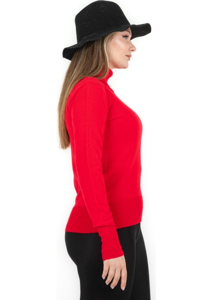 Balıkçı Yaka Basic Kazak Kırmızı fırsatları