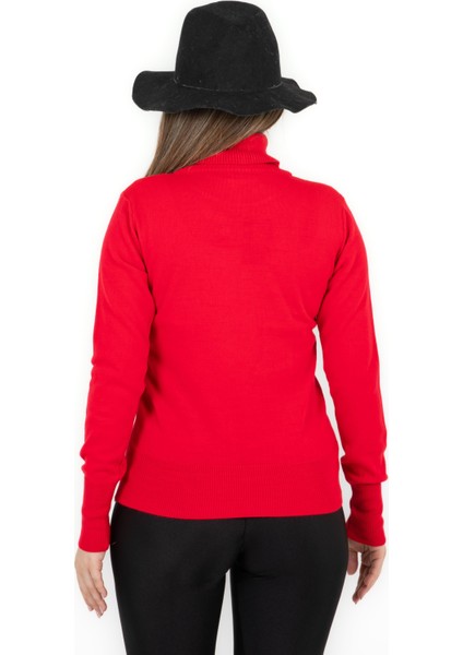 Balıkçı Yaka Basic Kazak Kırmızı indirimleri