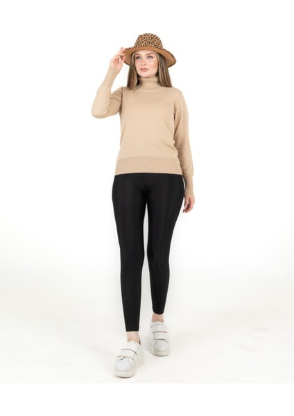 Balıkçı Yaka Basic Kazak Bej