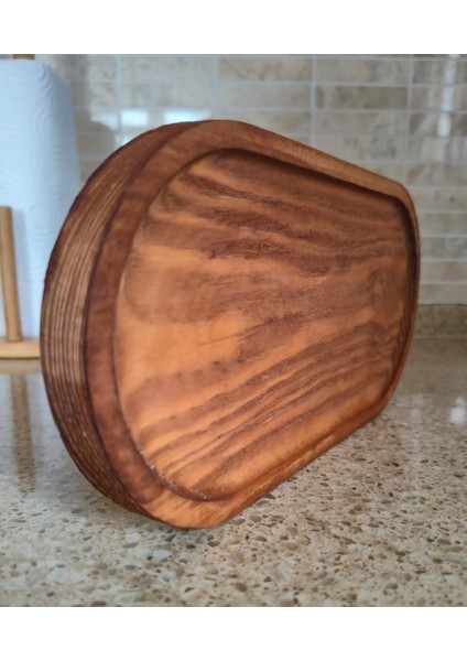 Oval Sunum Tahtası - Koyu Renk - 25 x 12 cm
