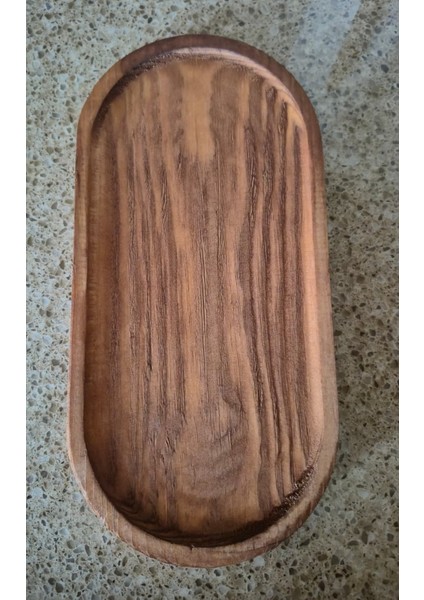 Oval Sunum Tahtası - Koyu Renk - 25 x 12 cm