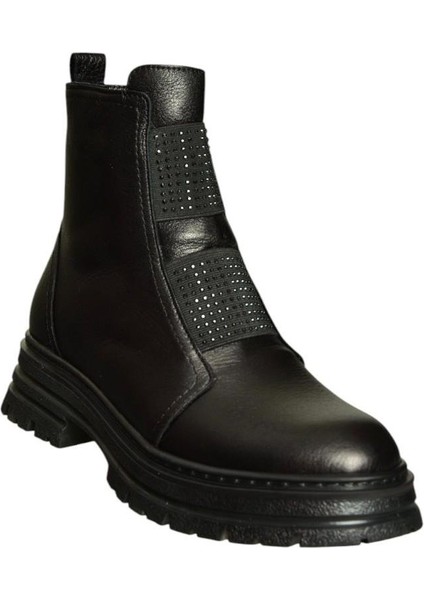 V555101603 Siyah Hakiki Deri Kadın Bot fırsatları