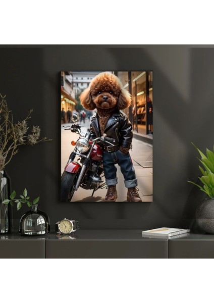 Uv Digital Baskı Cam Tablo Motorcu Sevimli Köpek Duvar Tablosu Sevimli Hayvanlar fiyatları