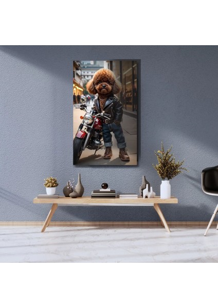 Uv Digital Baskı Cam Tablo Motorcu Sevimli Köpek Duvar Tablosu Sevimli Hayvanlar modelleri