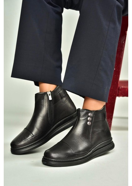 V555070403 Siyah Hakiki Deri Kadın Bot fırsatları