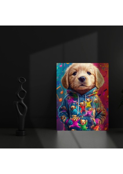 Uv Digital Baskı Köpek Desenli Cam Tablo