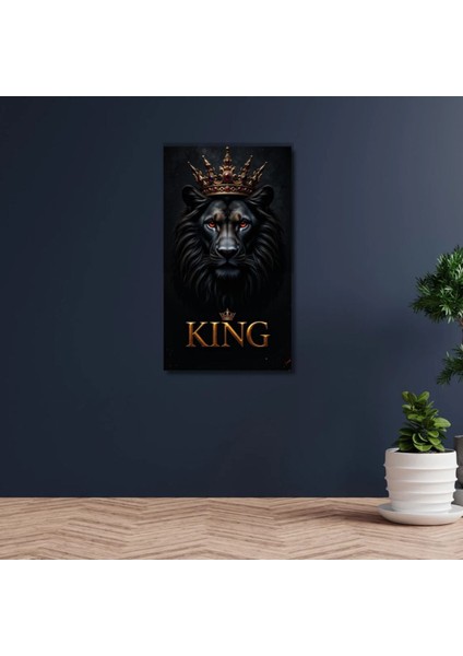 Uv Digital Cam Baskı Duvar Tablo Aslan Desenli King Yeni Nesil Duvar Cam Tablosu Modern