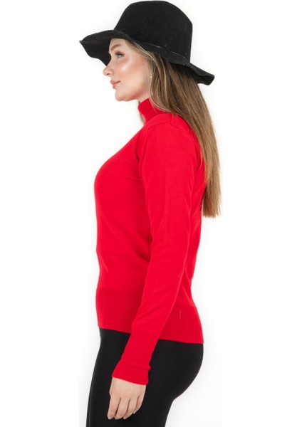 Balıkçı Yaka Basic Kazak Kırmızı fiyatları