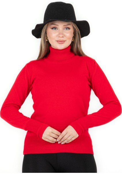 Balıkçı Yaka Basic Kazak Kırmızı fırsatları