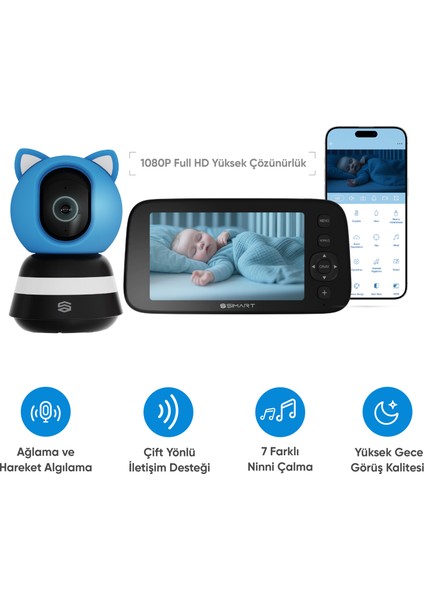 Akıllı Bebek Kamerası, Ağlama ve Hareket Algılama, Çift Yönlü Sesli Iletişim