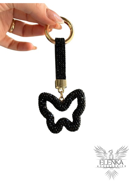 Zirkon Taşlı Siyah Kelebek Anahtarlık Modeli fiyatları