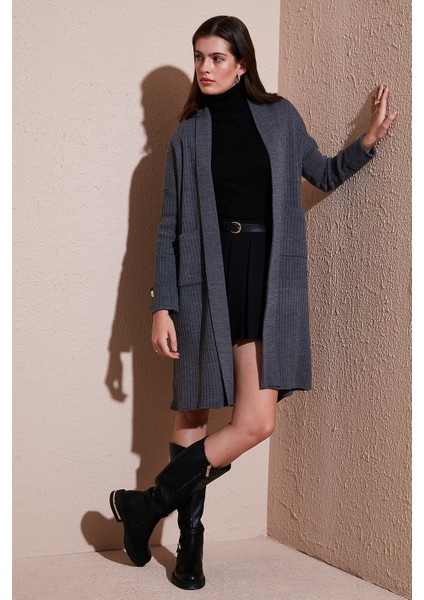 % 100 Akrilik Triko Örme Uzun Hırka Bayan Hırka 4615212