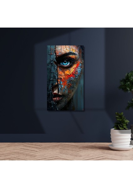 Uv Digital Baskı Mavi Gözlü Kadın Çalışmalı Cam Duvar Tablo modelleri