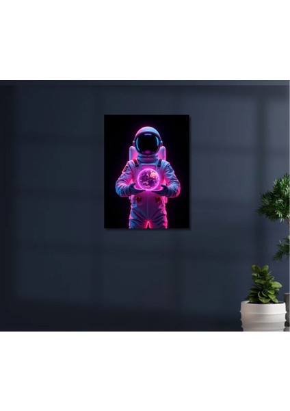 Uv Digital Baskı Cam Tablo Astronot Elinde Dünya Penbe’nin En Güzel Hali Çok Renkli Duvar Cam Tablo modelleri