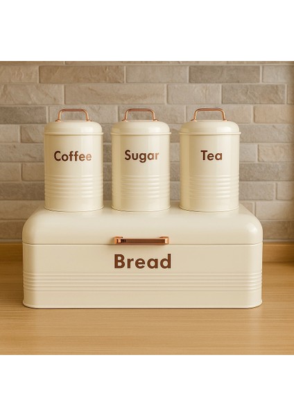 4 Lü Mutfak Seti Ekmeklikçay Kahve Şekerlik Krem fiyatları