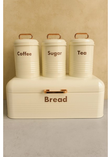 4 Lü Mutfak Seti Ekmeklikçay Kahve Şekerlik Krem modelleri