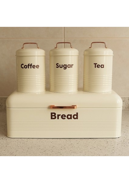4 Lü Mutfak Seti Ekmeklikçay Kahve Şekerlik Krem fırsatları