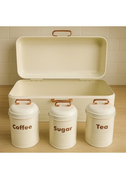 4 Lü Mutfak Seti Ekmeklikçay Kahve Şekerlik Krem indirimleri