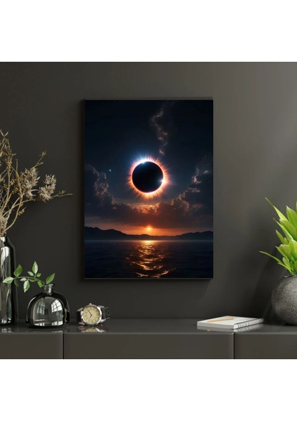 Uv Digital Baskı Cam Modern Tablo Güneş Tutulması Ay Işığı Gece Astroloji Tabirleri fırsatları