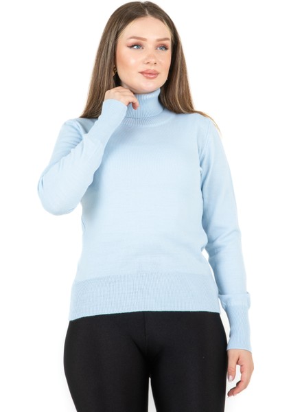 Balıkçı Yaka Basic Kazak Mavi modelleri