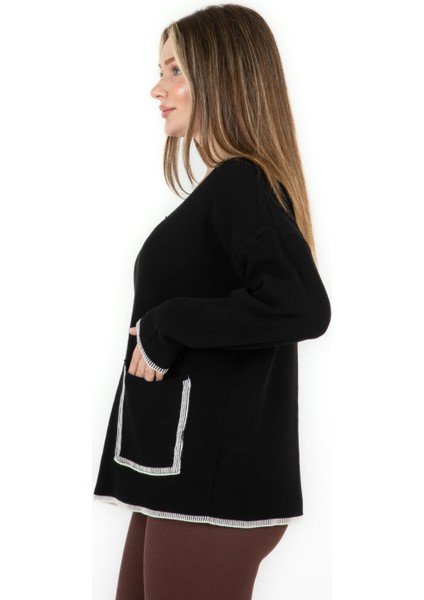 V Yaka Cepli Kazak Siyah modelleri