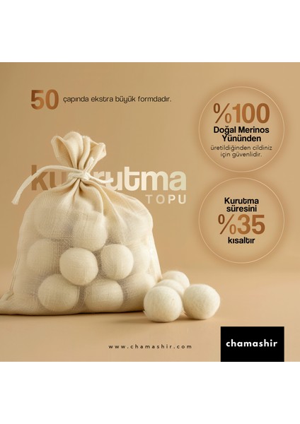 4'lü Doğal Yün Kurutma Topu ve Kurutma Mendili Seti modelleri