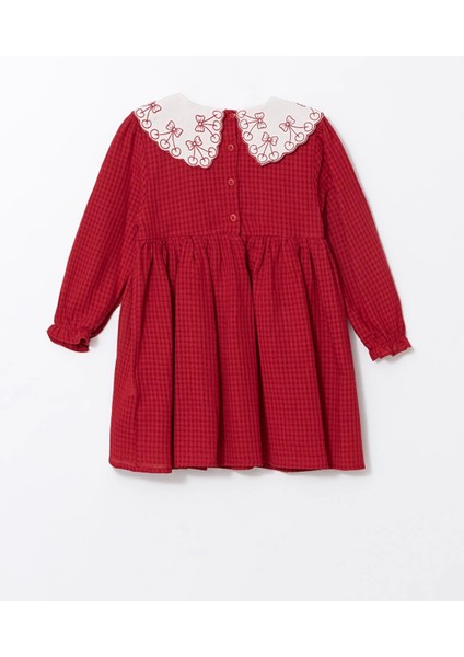 Lcw Kids Kırmızı Bebe Yaka Nakışlı Kız Çocuk Elbise fiyatları
